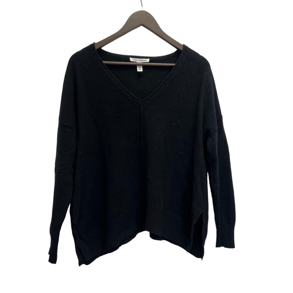 Autumn Cashmere Black V-Neck Pullover Oversized Cashmere Sweater Size S - Picture 3 of 11